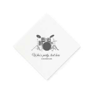 vintage,  music, drum set, Cocktail Paper Napkins