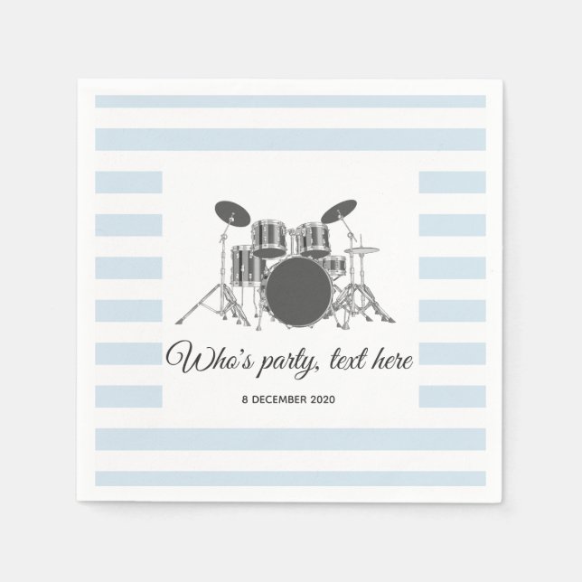 vintage,  music, drum set, Cocktail Paper Napkins (Front)