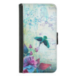 Vintage Music Hummingbird Lavender Teal Mauve Blue Wallet Phone Case For Samsung Galaxy S5 at Zazzle