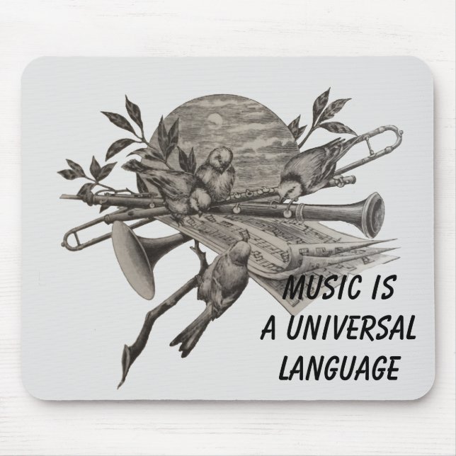 Vintage Music is Universal Language Musical Mouse Pad (Front)