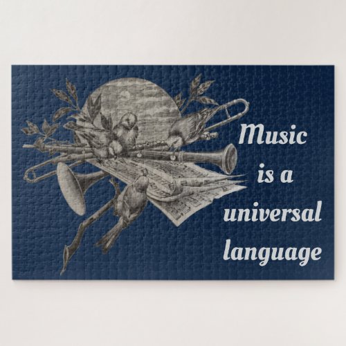 Vintage Music Lovers Etching Musical Instruments Jigsaw Puzzle