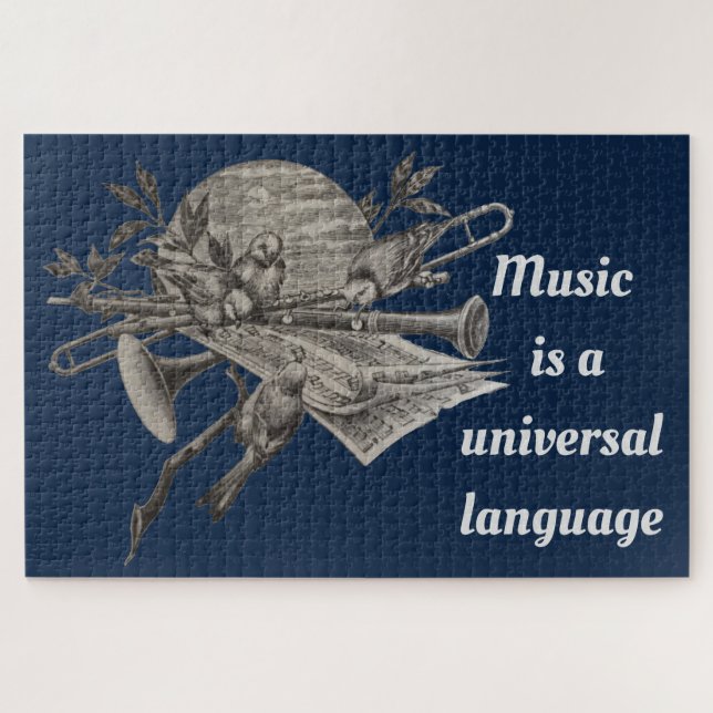 Vintage Music Lovers Etching Musical Instruments Jigsaw Puzzle (Horizontal)