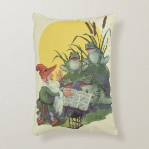 Vintage Music Magazine Cover Art, Etude Frog Choir Accent Pillow