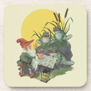 Vintage Music Magazine Cover Art, Etude Frog Choir Beverage Coaster