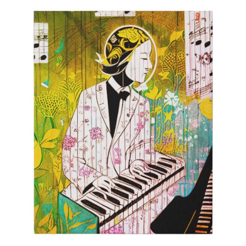 Vintage Music Man Piano Player Faux Canvas Print