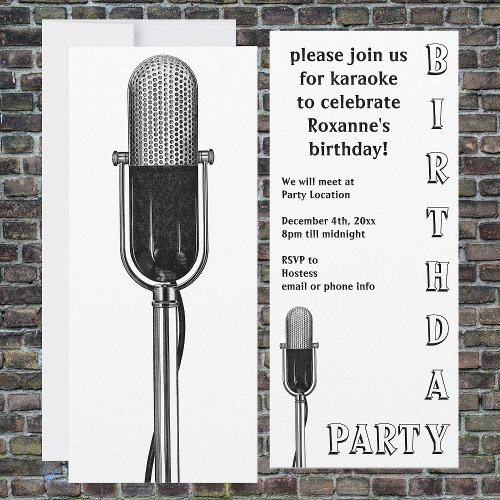 Vintage Music Microphone Karaoke Birthday Party Invitation