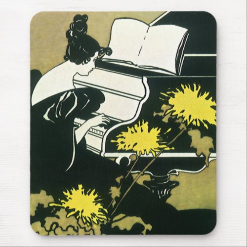 Vintage Music Miss Traumerei Playing Piano Reed Mouse Pad