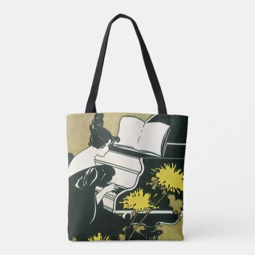 Vintage Music Miss Traumerei Playing Piano Reed Tote Bag
