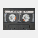 Vintage Music Mix Tape Look With Welcome Message Doormat at Zazzle