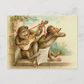 Vintage Music Monkeys Postcard