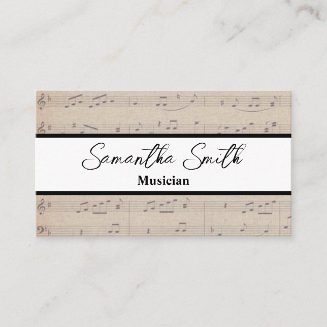 vintage Music note Musician Music Teacher  Business Card (Front)
