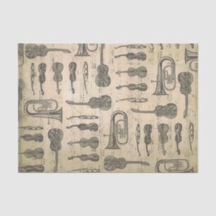 Vintage Music Note Pattern Guitar Violin Tuba Tissue Paper