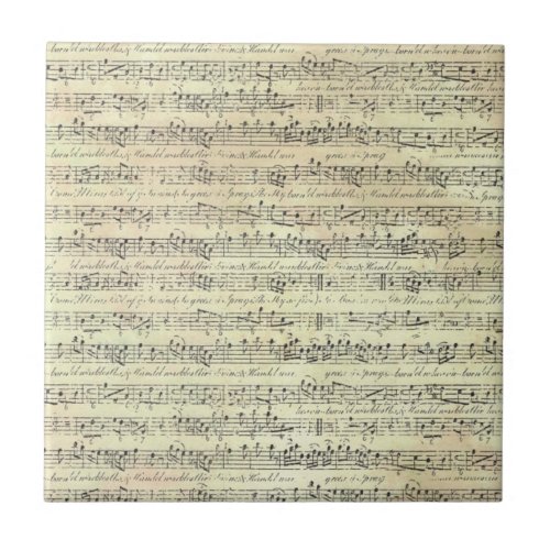Vintage Music Note Pattern Music Theme Musician  Ceramic Tile