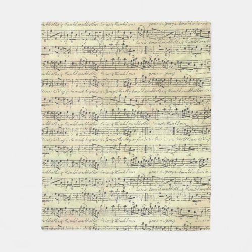 Vintage Music Note Pattern Music Theme Musician  Fleece Blanket
