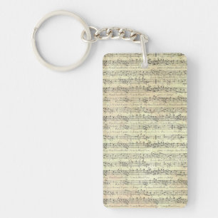 Vintage Music Note Pattern Music Theme Musician   Keychain