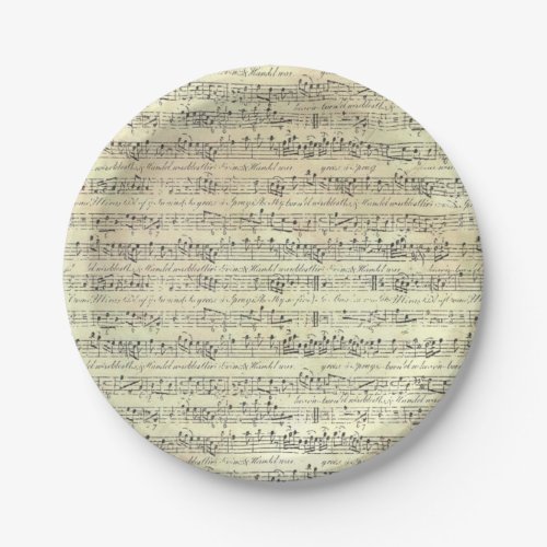 Vintage Music Note Pattern Music Theme Musician  Paper Plates