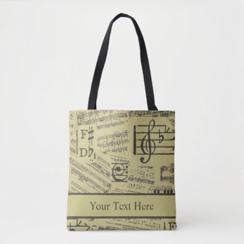 vintage music Note Pattern Music Theme musician  Tote Bag