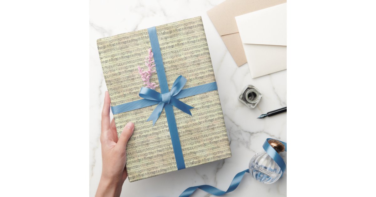 Vintage Music Note Pattern Music Theme Musician Wrapping Paper | Zazzle