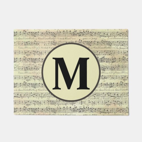 Vintage music Note Pattern Musician Monogram Doormat