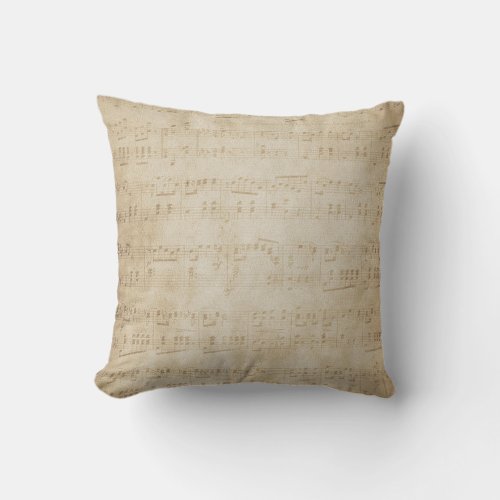 Vintage Music Note Throw Pillow