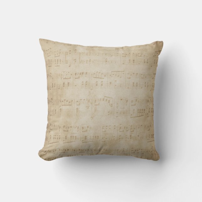 Vintage Music Note Throw Pillow (Front)