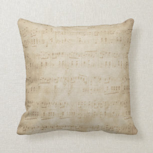 Vintage Music Note Throw Pillow
