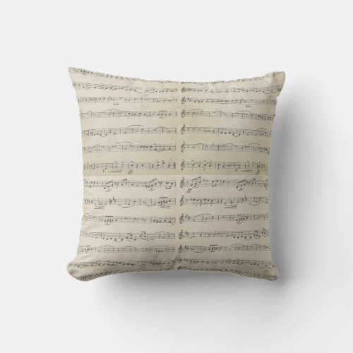 Vintage Music Note  Throw Pillow