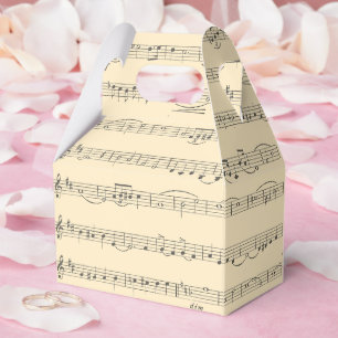 Vintage Music Notes Cream Favor Boxes