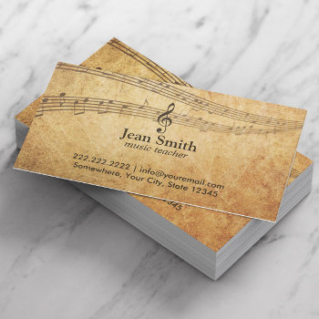 Vintage Music Notes Elegant Musical Business Card by cardfactory at Zazzle