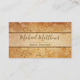 Vintage Music Notes Elegant Musical Teacher Business Card
