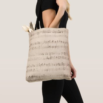 Vintage Music Notes Elegant Musical Tote Bag by tattooWears at Zazzle