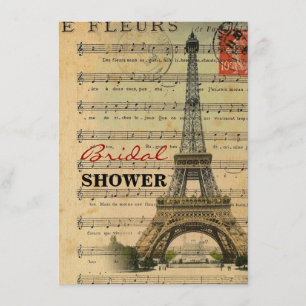 vintage music notes french paris eiffel tower invitation
