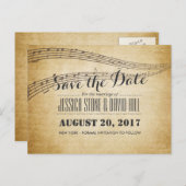Vintage Music Notes Musical Wedding Save the Date (Front/Back)