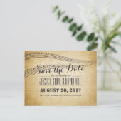 Vintage Music Notes Musical Wedding Save the Date (Standing Front)