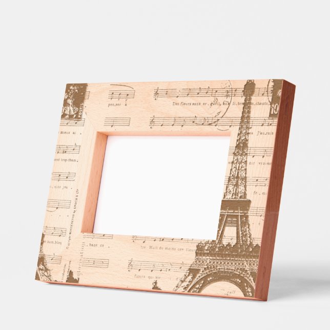 Vintage Music Notes Paris Eiffel Tower Engraved Frames (Left)