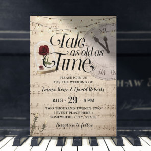 Vintage Music Notes Rose Dome Fairytale Wedding Invitation
