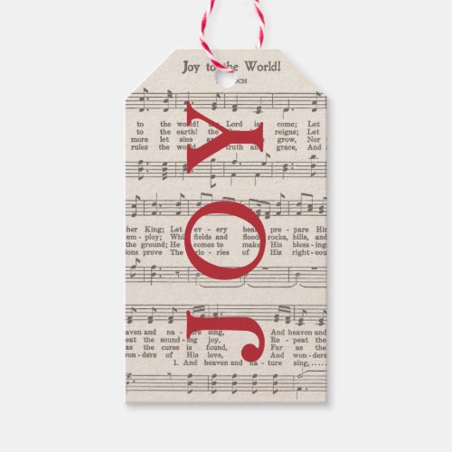 Vintage Music Notes Sheet JOY Christmas Gift Tags