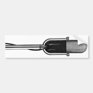 Vintage Music, Old Fashioned Retro Microphone Bumper Sticker