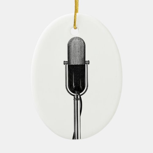 Vintage Music Old Fashioned Retro Microphone Ceramic Ornament