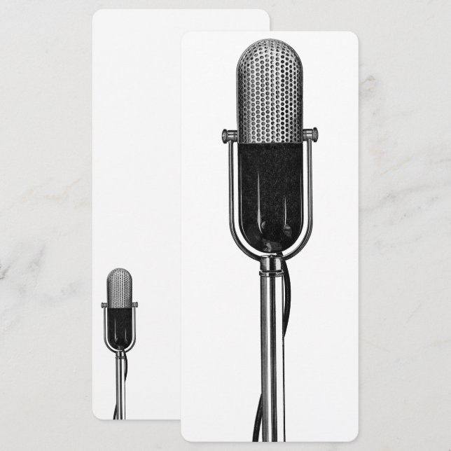 Vintage Music, Old Fashioned Retro Microphone Invitation (Front/Back)