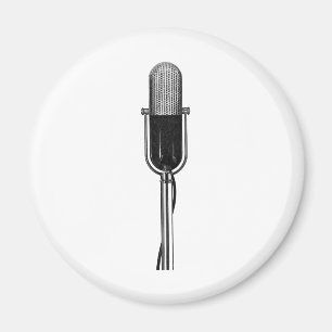 Vintage Music, Old Fashioned Retro Microphone Magnet