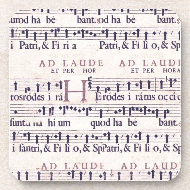 Vintage Music on White Beverage Coaster (Front)