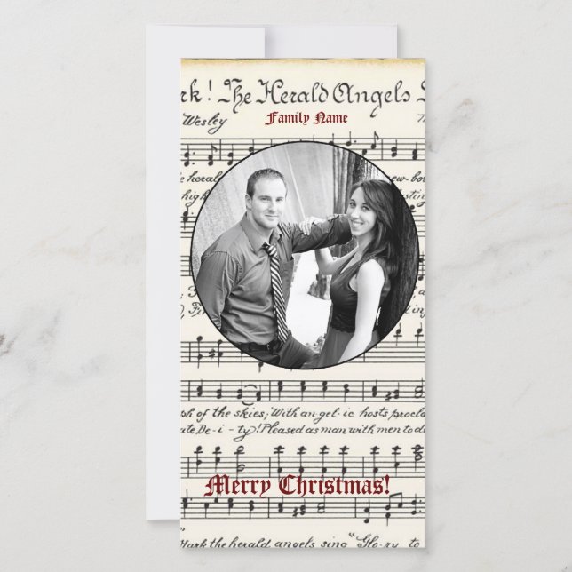 Vintage Music Photo Christmas Card (Front)