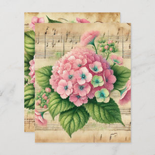 Vintage Music Pink & Green Hydrangea Scrapbook