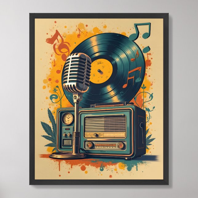 Vintage Music Poster with Classic Vibes (Framed Front)