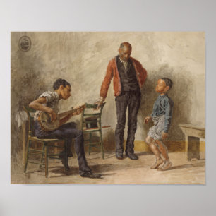 Vintage Music Print Dancing Lesson Banjo Musician