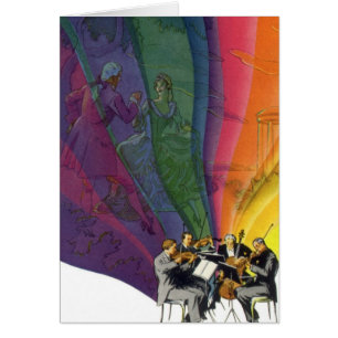 Vintage Music Rainbow, Victorian Couple Dancing Cards