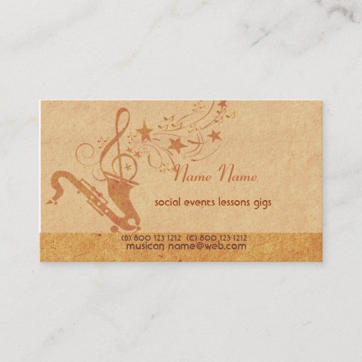 Customizable Music Saxophone Horn Business Card Templates