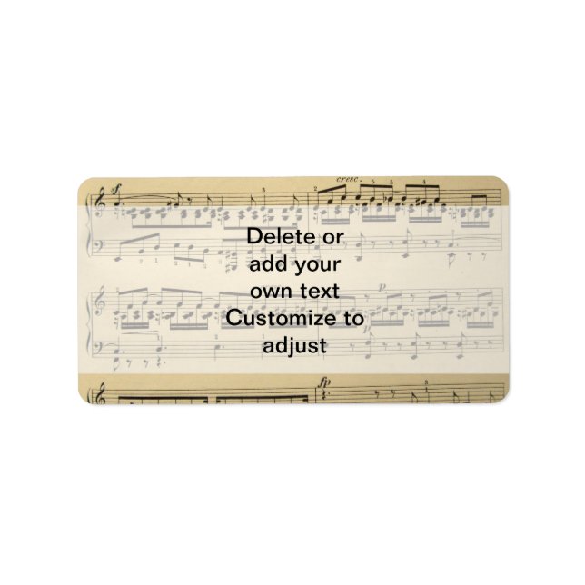 Vintage Music Sheet Label (Front)