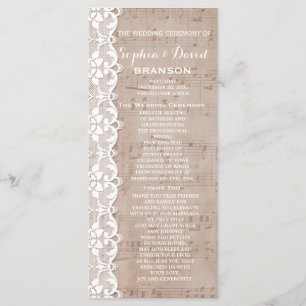 Vintage Music Sheet & Lace Wedding Program Custom